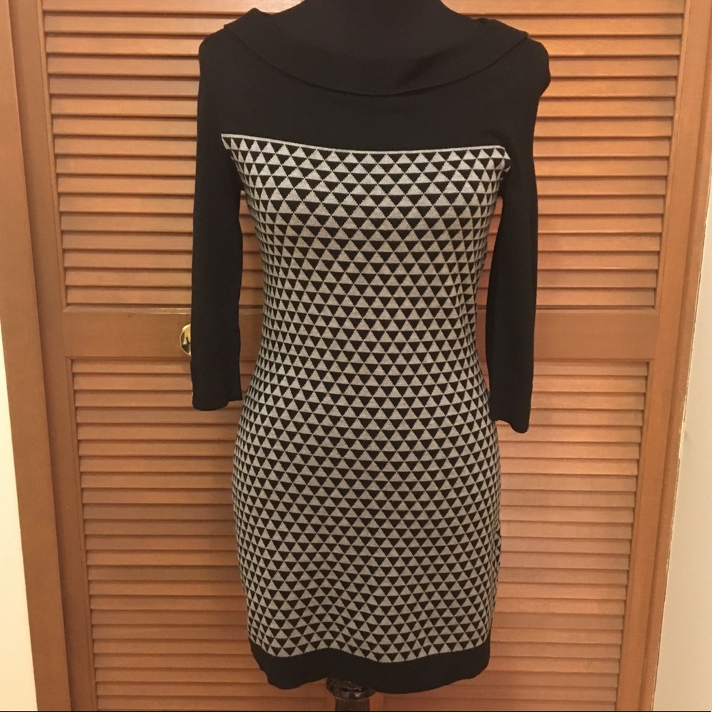 White House Black Market Black Gray Sweater dress